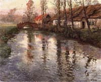 Cottages along a River, Normandy