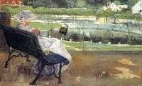Lydia Seated on a Terrace, Crocheting