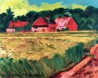 Farmhouses with Wheat Field in Leba