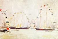 Bedecked Yachts Entering Port