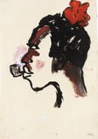 Native with Pipe and Red Flower