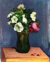 Pitcher of White Flowers and a Rose