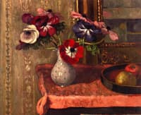Still LIfe: Vase of Flowers and Fruit on a Table
