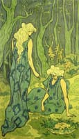 Two Girls next to the Head of Orpheus