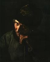 The coachman leaning on a whip handle