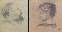 Versos of drawings "old woman / young girl"