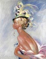 Fashionable Woman in Hat with Feathers