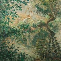 Three Young Girls on the River