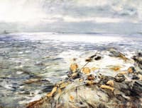 Sun on the Waters, Fishing from the Rocks at Carradale