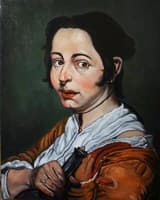 Young peasant woman with bottle of wine