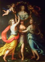 Madame de Montespan held by the three graces