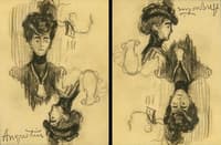 Etude d'élégante, face et profil