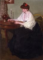 Woman Sitting at a Table
