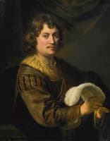 Portrait of a Man Holding a White Plume