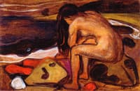 Sitting Nude by the Beach