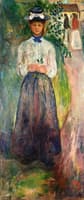 Young Woman among Greenery