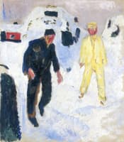 Black and Yellow Men in Snow
