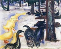 Ducks and Turkeys in Snow