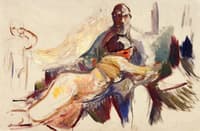 Old Man with Naked Woman on His Lap