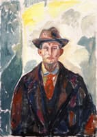 Self-Portrait with Hat and Red Tie