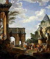 A capriccio of the Roman forum, with the Arch of Constantine