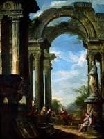 Ruins of a Temple with an Apostle Preaching
