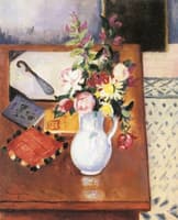 Corner of a Table, Pink Flowers