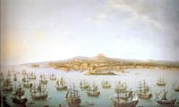 Departure of Charles de Bourbon for Spain seen from the sea