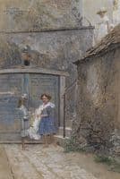 Staircase with barefoot girls