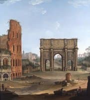 Rome, a capriccio view of the Colosseum and the Arch of Constantine