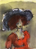 Young Woman with Large Hat