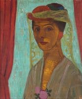 Self-portrait with hat and veil
