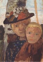 Little Boy and Girl in Flowered Hat