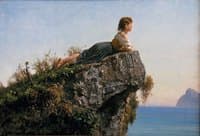 Fanciulla sulla roccia a Sorrento