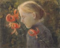 Girl with tiger lilies