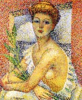 Woman Seated with a Bouquet of Leaves