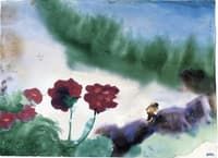 Poppy before Mountain Landscape