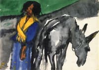 Young Girl and Donkey