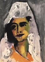 Spanish Woman Wearing a Grey and White Costume