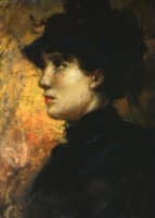 Lady with hat in profile