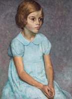 Portrait of a Young Girl in a Blue Dress