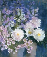 Hollyhocks and Dahlias