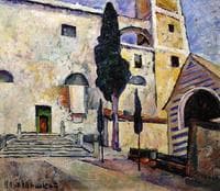 Cypress by a Cathedral Wall, Italy