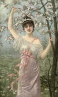 Young woman with cherry blossoms