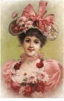 Elegant Lady with Pink Ribbons