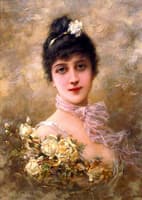 Elegant Lady with Yellow Roses