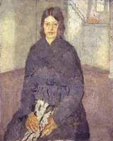 Seated Girl Holding a Piece of Sewing