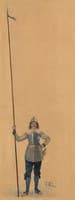 Pikeman standing with lance