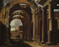 Classical Ruins with the Colosseum in the Background