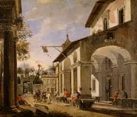 Courtyard of an Inn with Classical Ruins